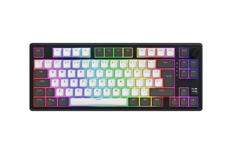 Clavier Gamer sans fil mécanique (Hator Aurum Linear) Hator Skyfall 80 Pro TKL RGB (Noir)